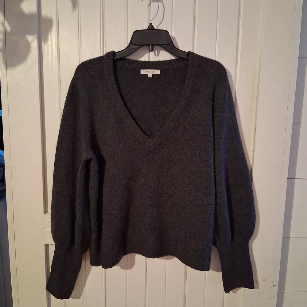 Madewell Dark Gray V-Neck Sweater